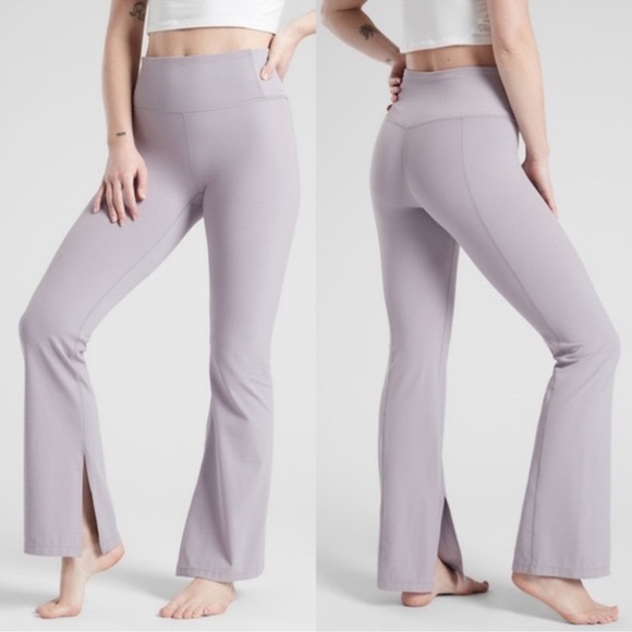 Athleta Pants - ATHLETA Womens Powervita Barre Skinny Flare Leggings Lilac Pull-On Pants SZ L